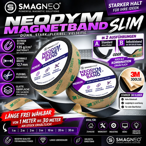 Neodym magnetband slim 7mm - neodym,